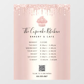 QR-menuuren Cupcake bakkerij Roos Gold Glitter Win Raamsticker (Vel)