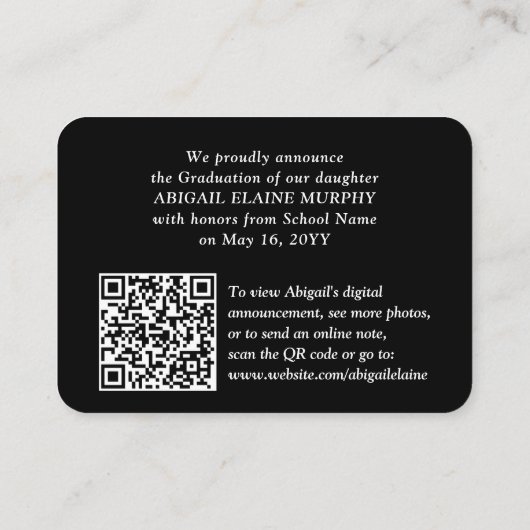 QR Mini Afstuderen aankondiging 3 foto invoegen (Achterkant)