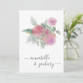 *~* QR MINIMAL RSVP AR12 Rose Boeket bruiloft Invi Kaart (Staand voorkant)