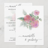 *~* QR MINIMAL RSVP AR12 Rose Boeket bruiloft Invi Kaart (Voorkant / Achterkant)