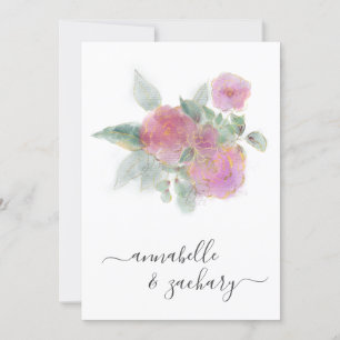 *~* QR MINIMAL RSVP AR12 Rose Boeket bruiloft Invi Kaart