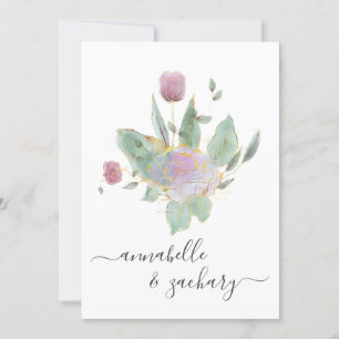 *~* QR MINIMAL RSVP Roos Bud Boeket AR12 Huwelijk Kaart