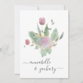 *~* QR MINIMAL RSVP Roos Bud Boeket AR12 Huwelijk Kaart (Voorkant)