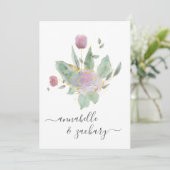 *~* QR MINIMAL RSVP Roos Bud Boeket AR12 Huwelijk Kaart (Staand voorkant)