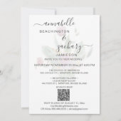 *~* QR MINIMAL RSVP Roos Bud Boeket AR12 Huwelijk Kaart (Achterkant)