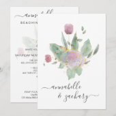 *~* QR MINIMAL RSVP Roos Bud Boeket AR12 Huwelijk Kaart (Voorkant / Achterkant)