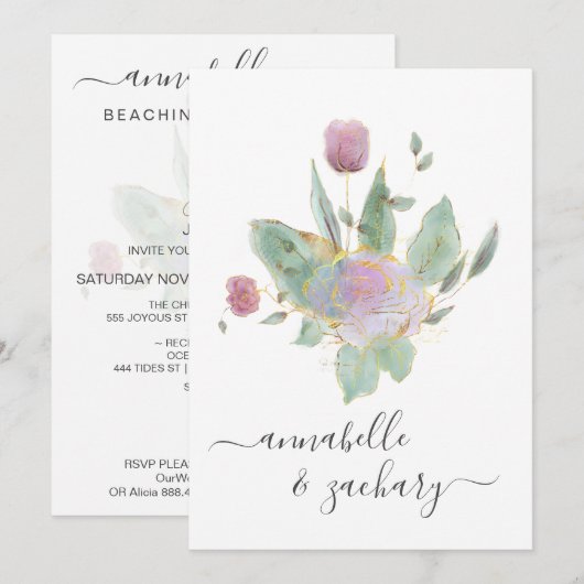 *~* QR MINIMAL RSVP Roos Bud Boeket AR12 Huwelijk Kaart (Voorkant / Achterkant)