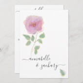 *~* QR MINIMAL RSVP Roos Gouden Glitter AR12 Huwel Kaart (Voorkant / Achterkant)