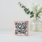 QR Modern Code Minimalist Rose Gold Business Contactkaartje (Staand voorkant)