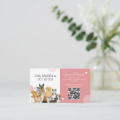 QR Modern Dog Walker Pet Sitter Waterverf Roze Visitekaartje (Staand voorkant)