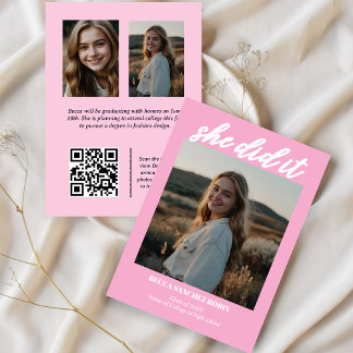 Qr Modern Trendy Script afstuderen aankondiging