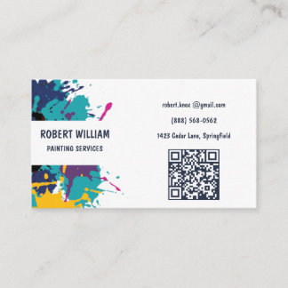 QR Moderne Schilderdiensten | Kleurrijke Spatten Visitekaartje