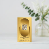 QR Nail Technician Golden Visitekaartje (Staand voorkant)