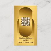 QR Nail Technician Golden Visitekaartje (Voorkant)