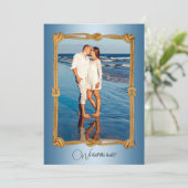 QR Nautical foto gelukkig ooit na bruiloft Kaart (Staand voorkant)