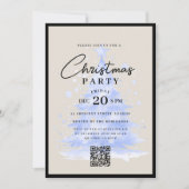 QR Navy BLUE Christmas Tree Christmas Party Kaart (Voorkant)