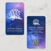 *~ QR Night Celestial Galaxy Sky Lotus Floral Visitekaartje (Voorkant / Achterkant)