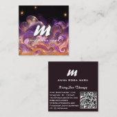 *~* QR Night Stars Sky ETHERISCHE GOLVEN AP93 Vierkante Visitekaartje (Voorkant / Achterkant)