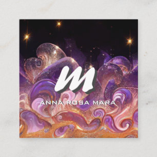 *~* QR Night Stars Sky ETHERISCHE GOLVEN AP93 Vierkante Visitekaartje