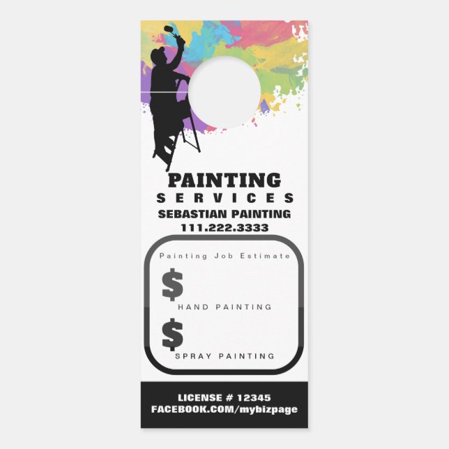 *~* QR Offerte Schatting Huis Exterieur Schilderen Deurhanger (Voorkant)