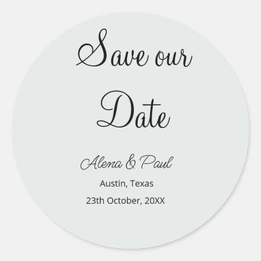 QR Opslaan Onze Datum toevoegen fotonaam datum zwa Ronde Sticker (Voorkant)