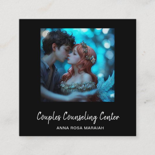 *~* QR Paar Engelen Marital Counseling AP55 Vierkante Visitekaartje (Voorkant)