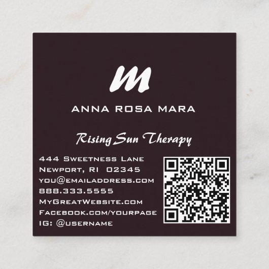 *~* QR PAARSE Abstracte Landschap Natuur AP93 Vierkante Visitekaartje (Achterkant)