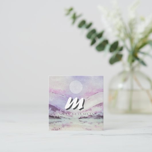 *~* QR PAARSE Abstracte Landschap Natuur AP93 Vierkante Visitekaartje (Staand voorkant)