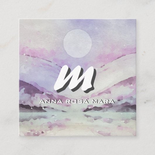 *~* QR PAARSE Abstracte Landschap Natuur AP93 Vierkante Visitekaartje (Voorkant)