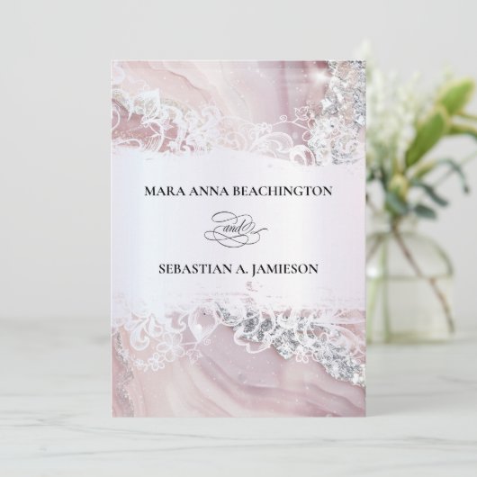 *~* QR Pastel Agaat bruiloft uitnodiging RSVP AR2 (Staand voorkant)