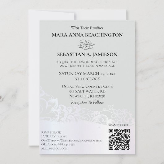 *~* QR Pastel Agaat bruiloft uitnodiging RSVP AR2 (Achterkant)