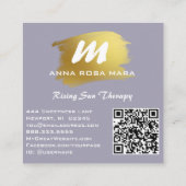 *~* QR Pastel AP66 Gouden Glitter Regenboog Agaat Vierkante Visitekaartje (Achterkant)