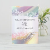 *~* QR Pastel RSVP AR2 Agaat bruiloft uitnodiging (Staand voorkant)