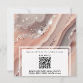 *~* QR Peach Zilveren Agaat RSVP AR66 Bruiloft Kaart (Achterkant)