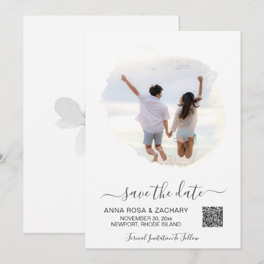 *~* QR Photo WEDDING SAVE DATE - AR6 Website Kaart (Voorkant / Achterkant)