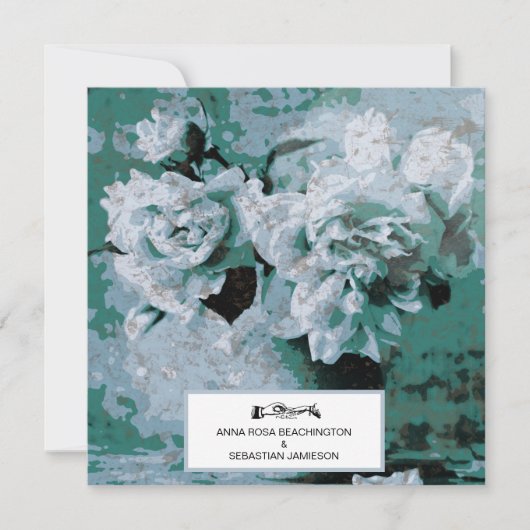 *~* QR pioenroos Bloemen RSVP AR23 BRUILOFT Kaart (Voorkant)
