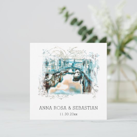 *~* QR POSITANO Italië Scroll AR20 RSVP bruiloft Kaart (Staand voorkant)