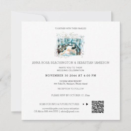 *~* QR POSITANO Italië Scroll AR20 RSVP bruiloft Kaart (Achterkant)