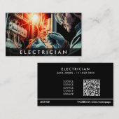 *~* QR Professionele Elektricien AP75 Foto Visitekaartje (Voorkant / Achterkant)