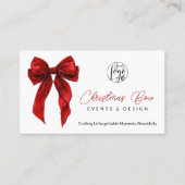 QR Red Coquette Bow Elegant Events Design Visitekaartje (Voorkant)