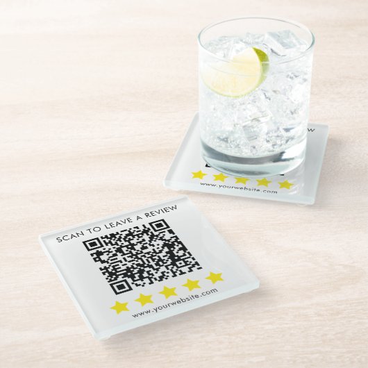 QR review feedback business professional Glazen Onderzetter (Schuin)