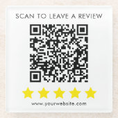 QR review feedback business professional Glazen Onderzetter (Voorkant)