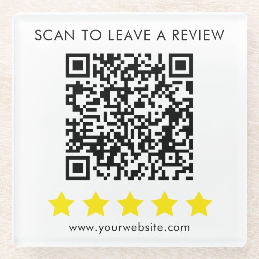 QR review feedback business professional Glazen Onderzetter (Voorkant)