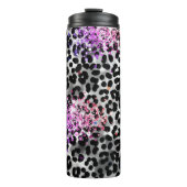 *~* QR roze glitter dier luipaard patroon Girly Thermosbeker (Voorkant)