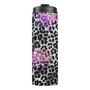 *~* QR roze glitter dier luipaard patroon Girly Thermosbeker