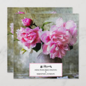 *~* QR Roze Pioenbloem RSVP AR23 BRUILOFT Kaart (Voorkant / Achterkant)