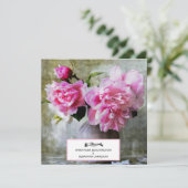 *~* QR Roze Pioenbloem RSVP AR23 BRUILOFT Kaart (Staand voorkant)