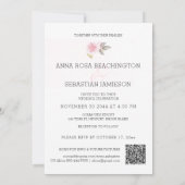 *~* QR roze Roses AR15 Gold Floral Wedding RSVP Kaart (Achterkant)