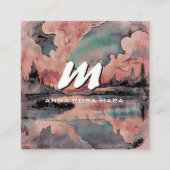 *~* QR Roze Zalm Modern Abstract landschap AP93 Vierkante Visitekaartje (Voorkant)