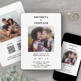 QR RSVP All-in-One Chic Typewriter 2 foto bruiloft Kaart